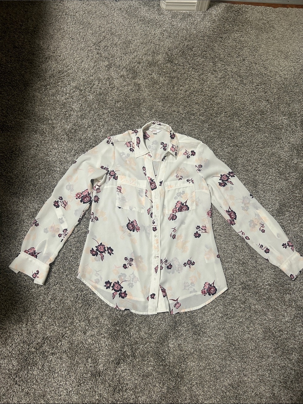 Candie's White Floral Button-Up Blouse